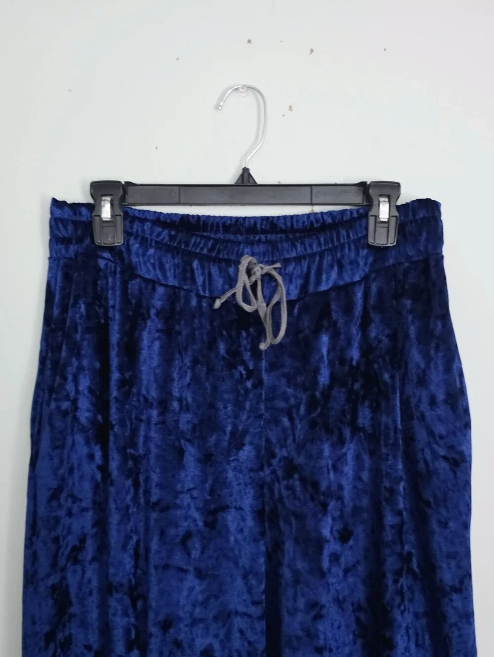 Free People Blue Crushed Velvet Wide-Leg Pants